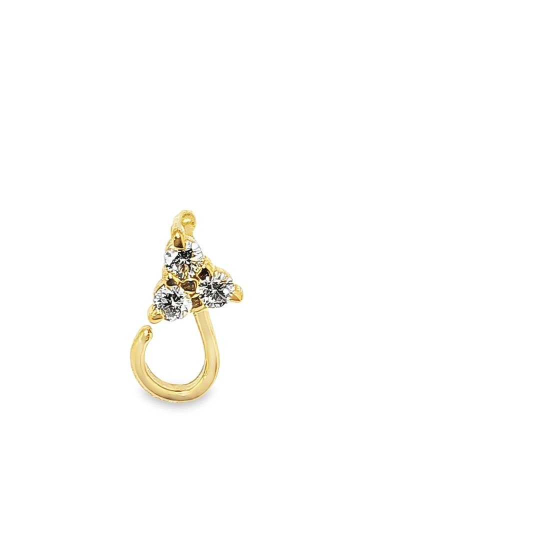 14kt Single Piece 0.06ctw Diamond Stud Earrings in White/Yellow Gold
