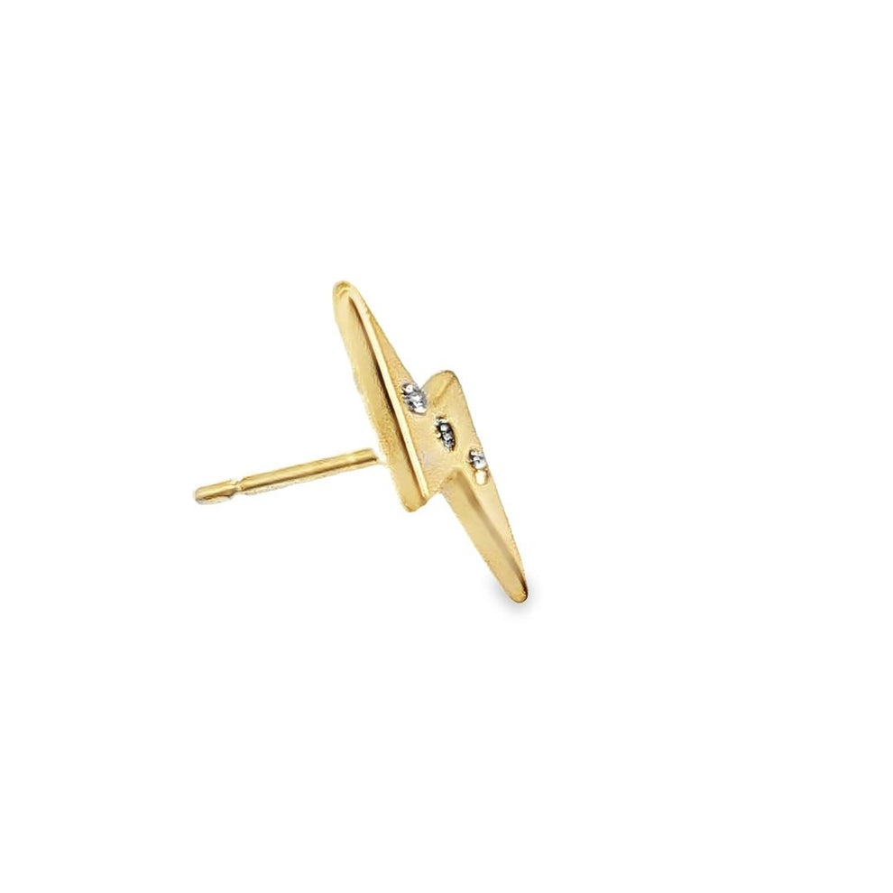 14K Yellow Gold Lightning Bolt Diamond Stud Earring (Single) – 0.02ct
