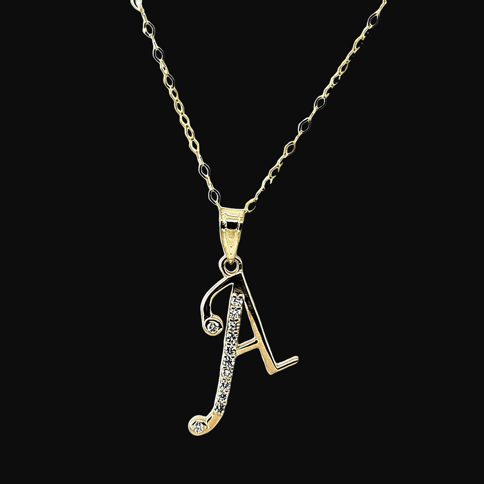 Initial “A” Lab-Grown Diamond Necklace – 10K Solid Gold