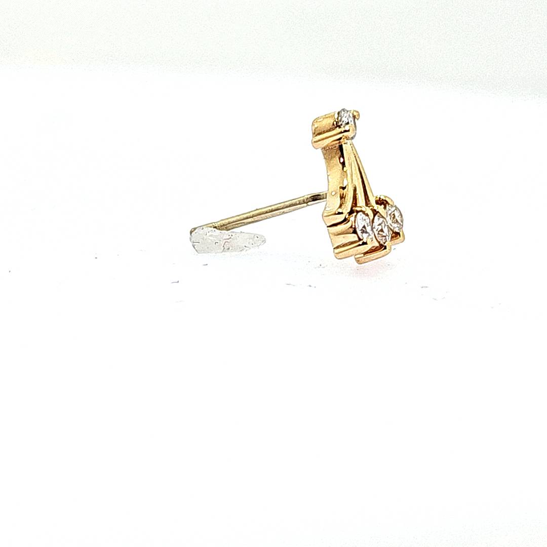 14K Yellow Gold Diamond Fan Stud Earring (Single) – 0.05ct