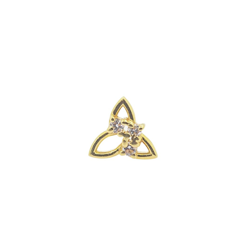 14K Yellow Gold Triquetra Diamond Stud Earring (Single) – 0.06ct