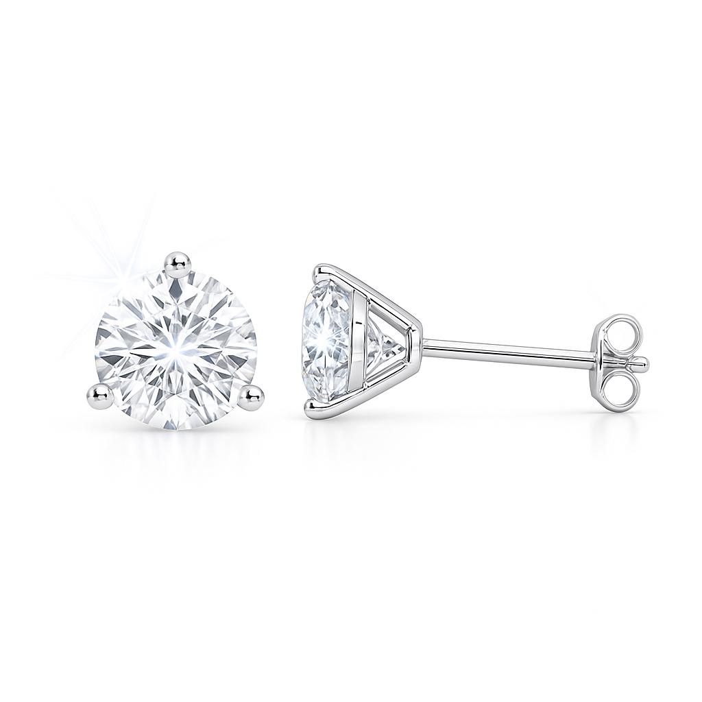 0.75ctw Three Prong Martini Push Back Studs