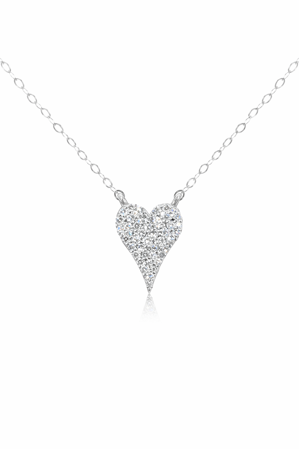 Pave Elongated Heart Lab Grown Diamond Necklace – 14KT White Gold