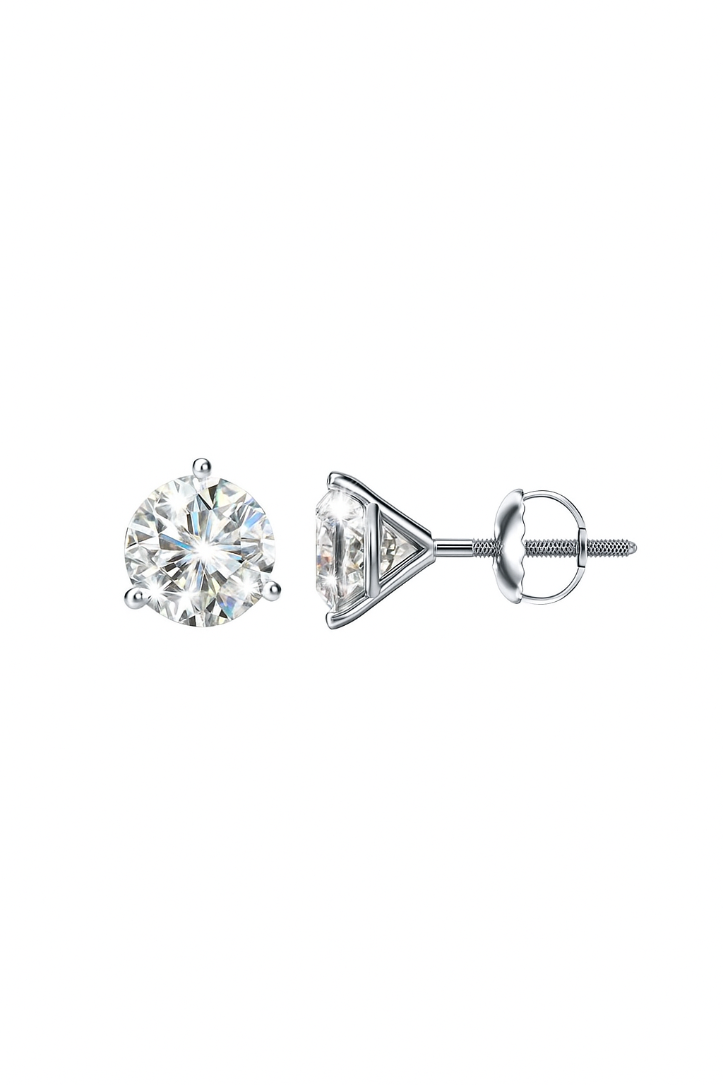 0.75ctw Three Prong Martini Screw Back Studs