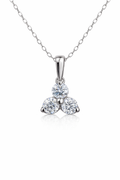 14KT White Gold Lab-Grown Diamond 3-Stone Triangle Necklace – 0.60 CTW