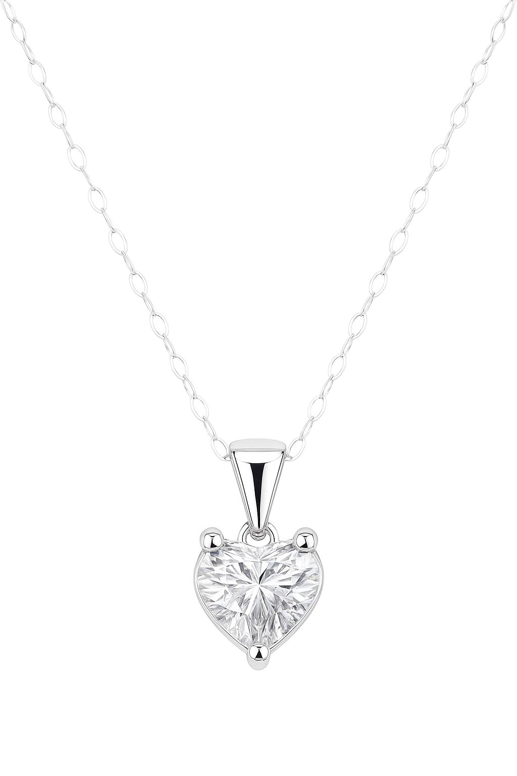 1.03ct Heart Solitaire Diamond Necklace in 14kt White Gold