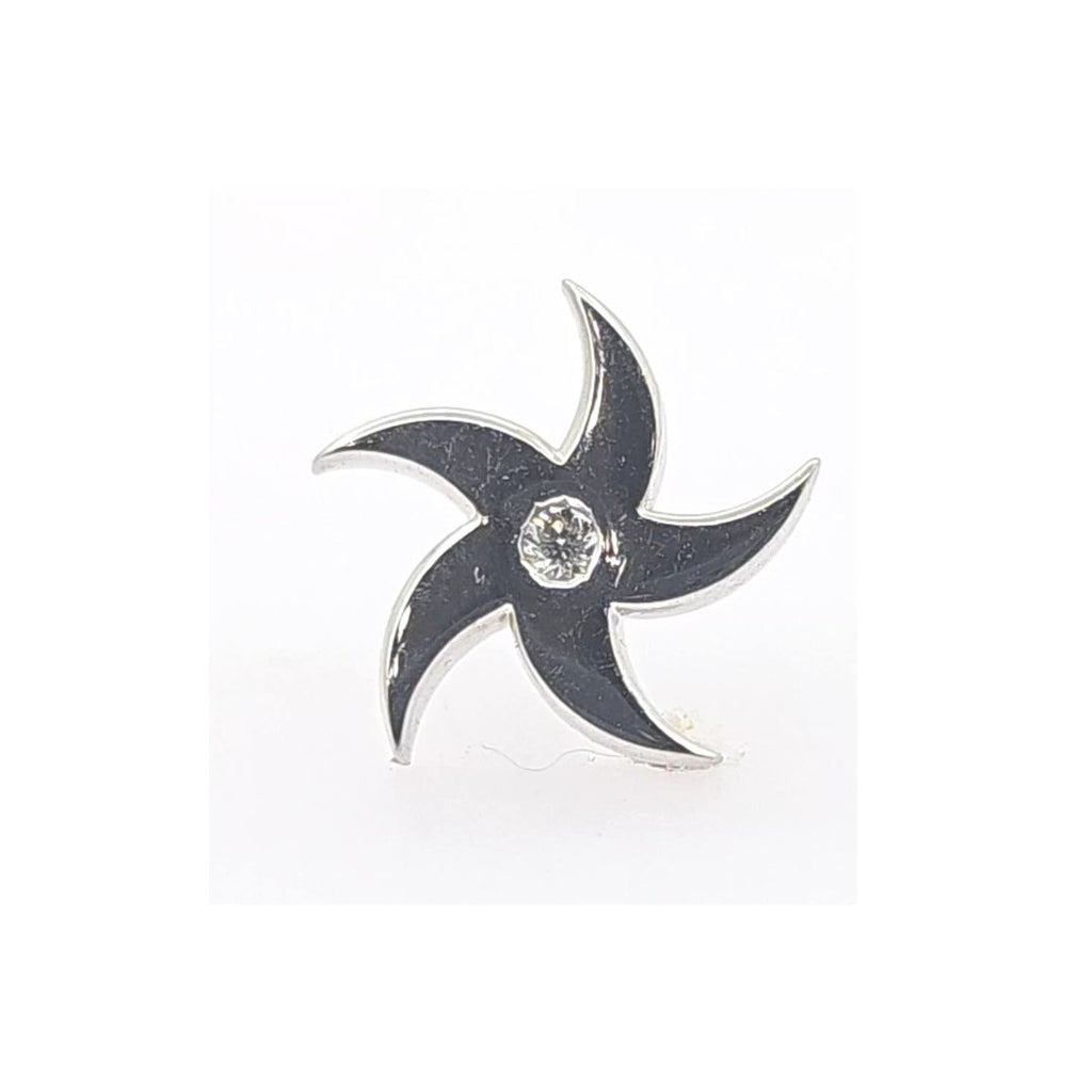 14kt White Gold Single Stud Diamond Pinwheel Earring (0.04ct)