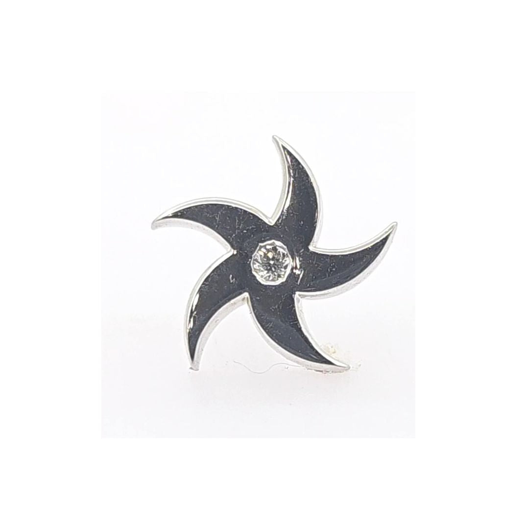 14kt White Gold Single Stud Diamond Pinwheel Earring (0.04ct)