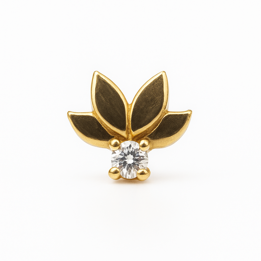 14K Yellow Gold Lotus Diamond Stud Earring (Single) – 0.04ct