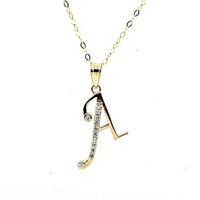 Initial “A” Lab-Grown Diamond Necklace – 10K Solid Gold