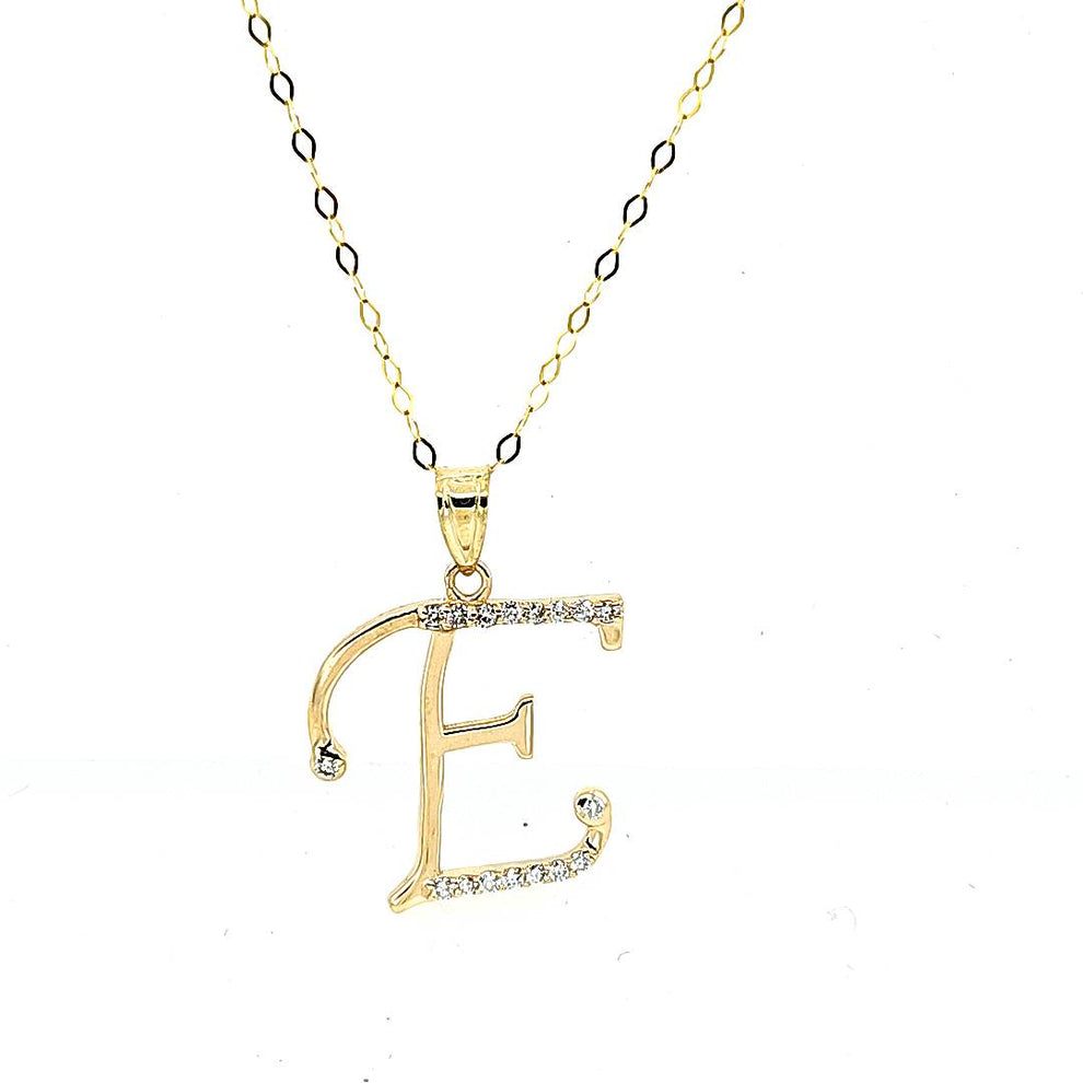 Initial “E” Diamond Necklace – 10K Solid Gold | 0.17 CTW
