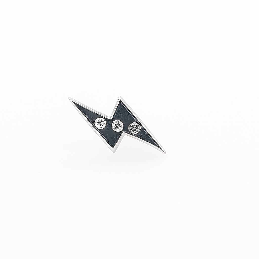 14K White Gold Lightning Bolt Diamond Stud Earring (Single) – 0.02ct