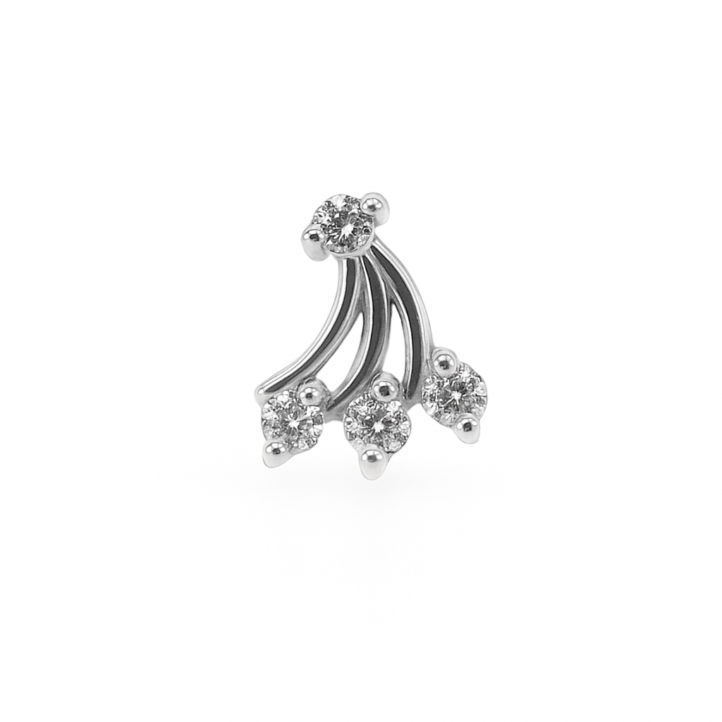 14K White Gold Diamond Fan Stud Earring (Single) – 0.05ct