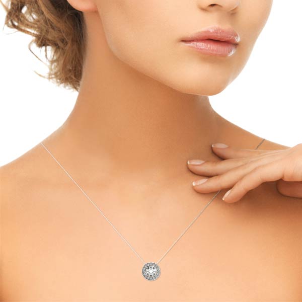 1.36ctw Round Diamond Halo Necklace Pendant