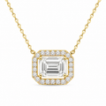 14KT White Gold Emerald Cut Halo Lab-Grown Diamond Pendant Necklace – 2.49 CTW | 18" Chain Included