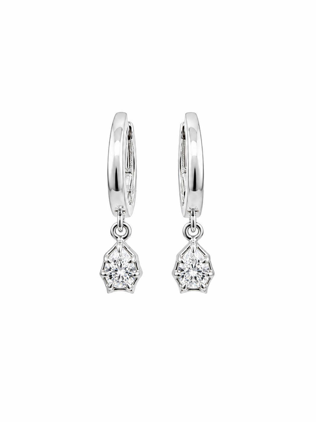 14KT Gold Oval Diamond Dangle Hoop Earrings – 0.69 CTW Lab-Grown Diamonds | 16.20mm Hoops