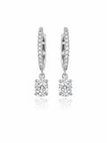 14KT White Gold Lab-Grown Diamond Oval Dangle Hoop Earrings – 1.13 CTW