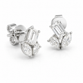 14K White Gold Multi-Shape Lab Grown Diamond 3-Stone Earrings – 1.16 CTW
