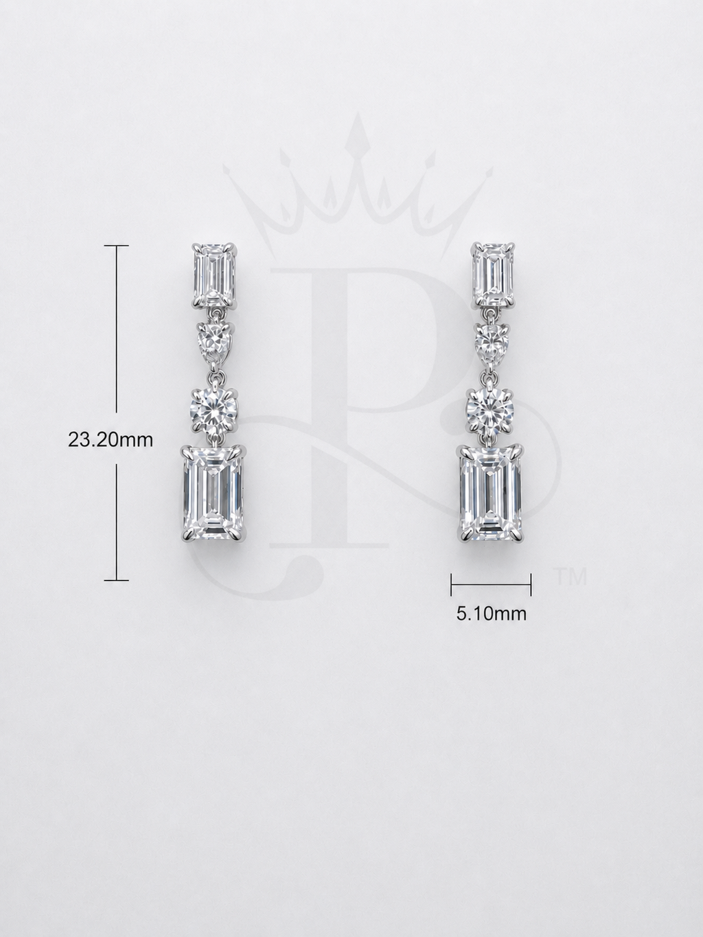 14K White Gold Lab Grown Diamond Drop Earrings | Emerald, Pear & Round Cut | 3.15 CTW Dangle Earrings