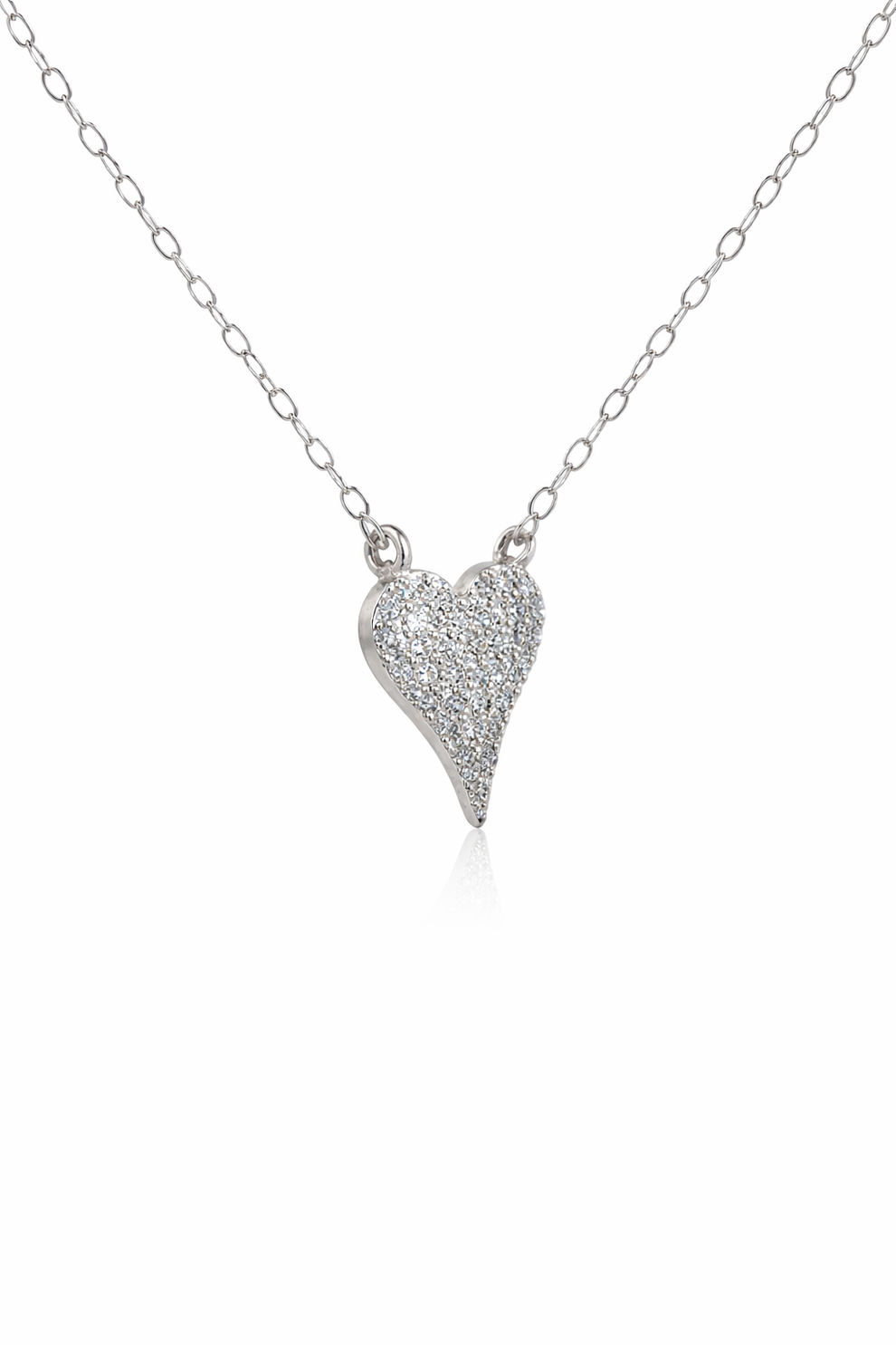 Pave Elongated Heart Lab Grown Diamond Necklace – 14KT White Gold