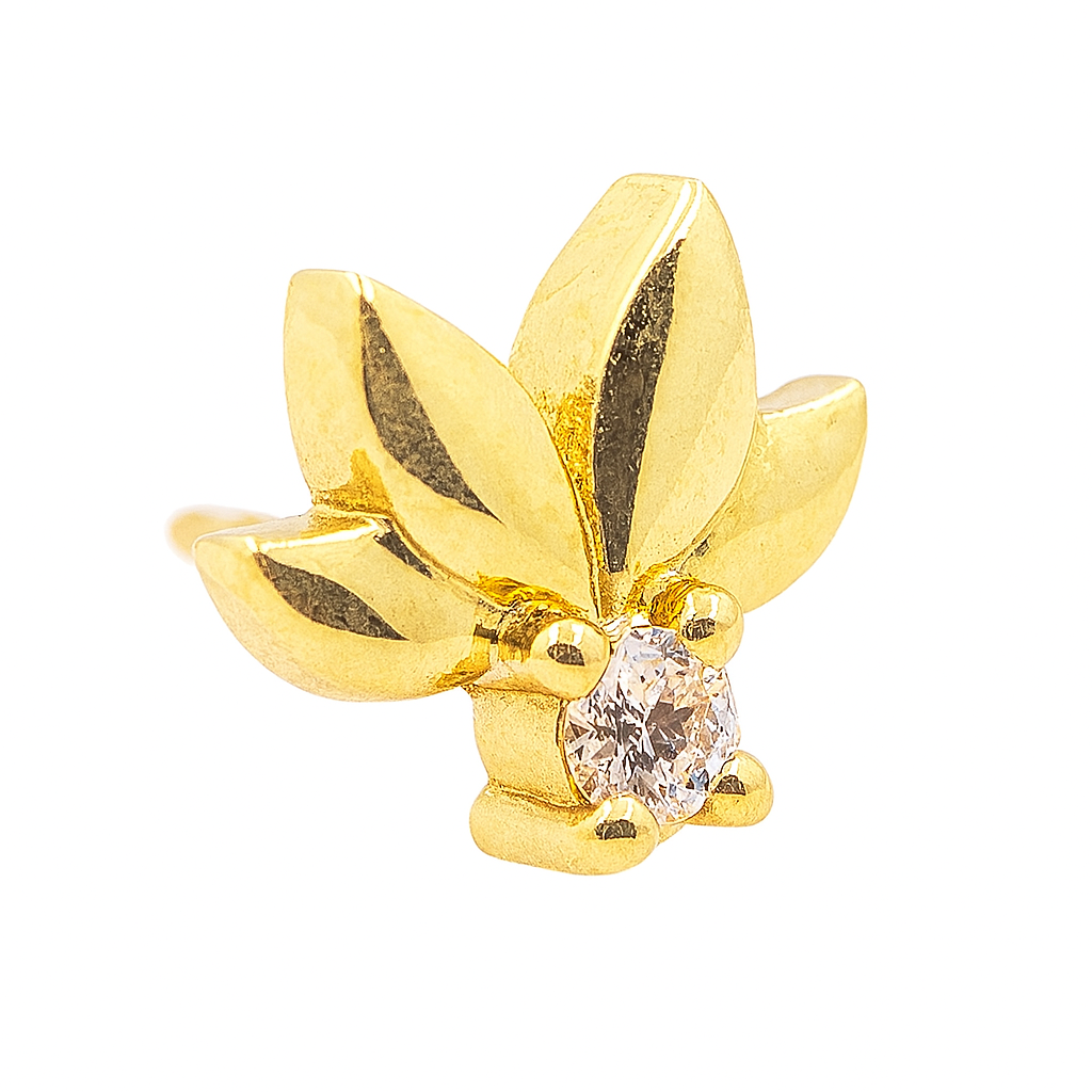 14K Yellow Gold Lotus Diamond Stud Earring (Single) – 0.04ct