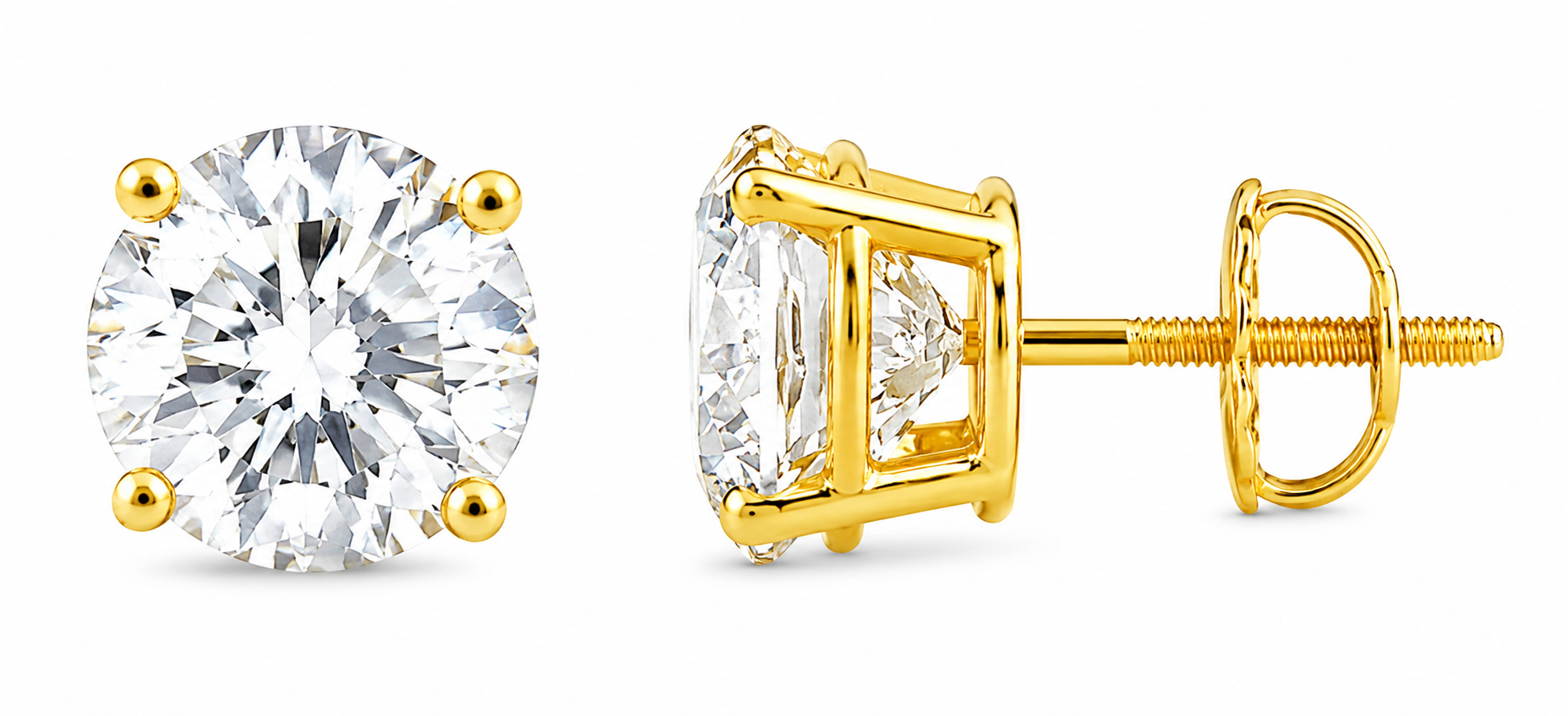 0.25ctw Four Prong Diamond Studs-Screw Backs