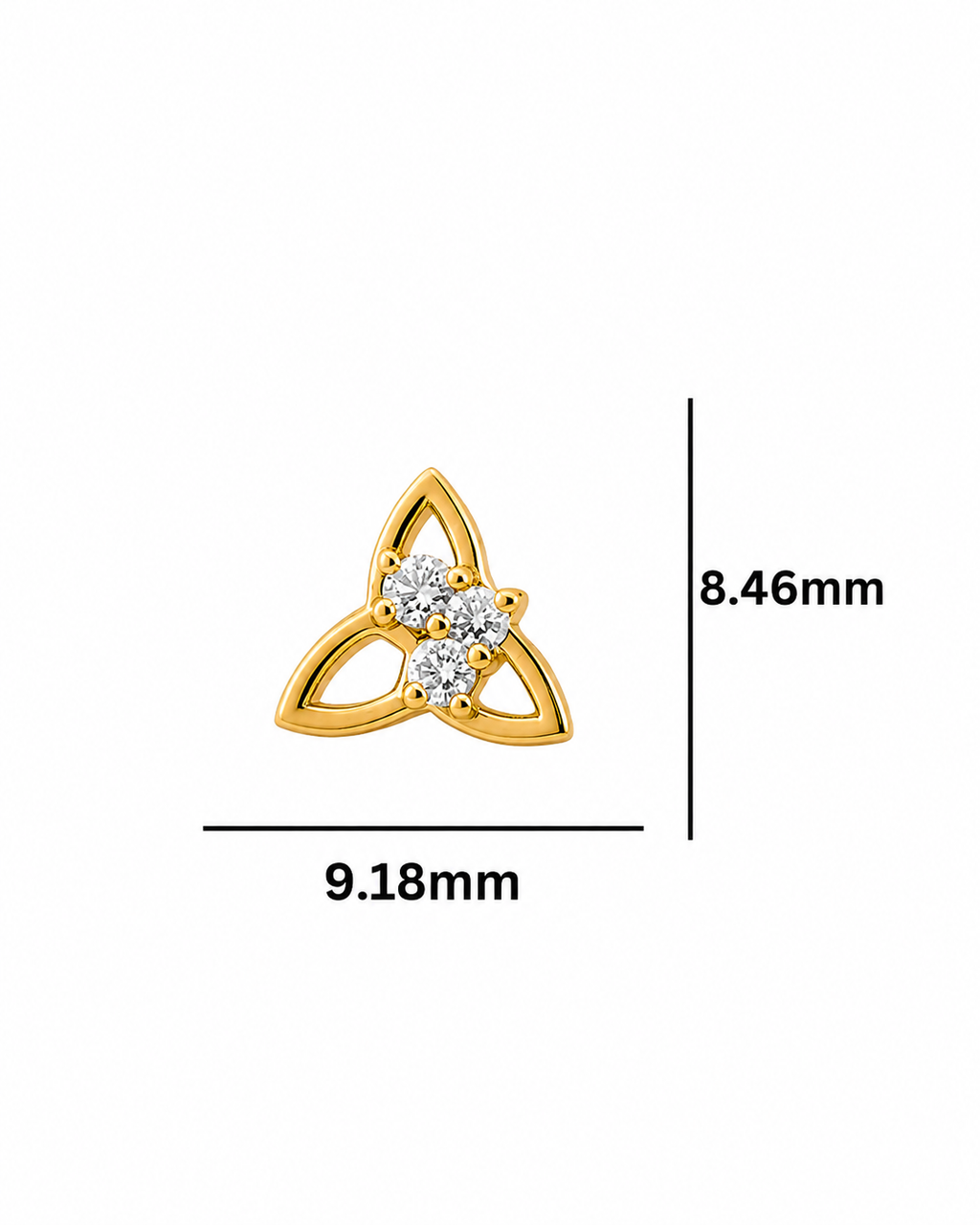 14K Yellow Gold Triquetra Diamond Stud Earring (Single) – 0.06ct