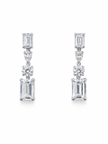 14K White Gold Lab Grown Diamond Drop Earrings | Emerald, Pear & Round Cut | 3.15 CTW Dangle Earrings