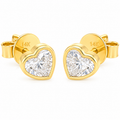 14K Yellow Gold Heart Lab Grown Diamond Bezel Stud Earrings – 1.00 CTW