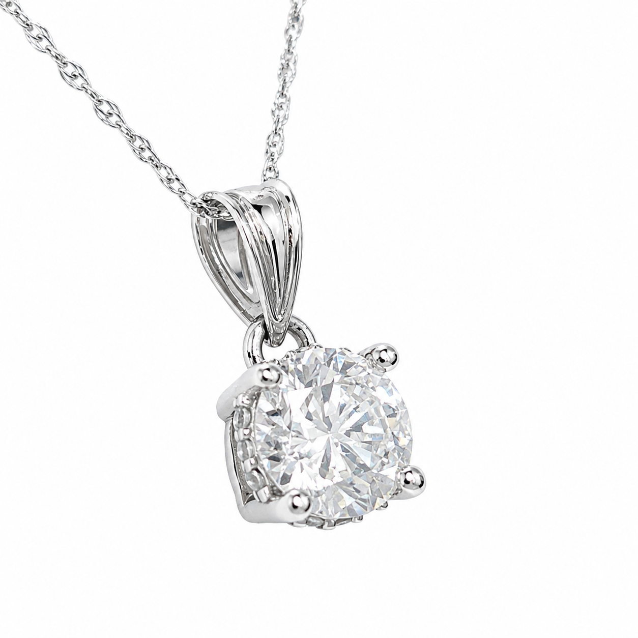 1.15ctw CERTIFIED Lab Grown Diamond Hidden Halo Solitaire Necklace