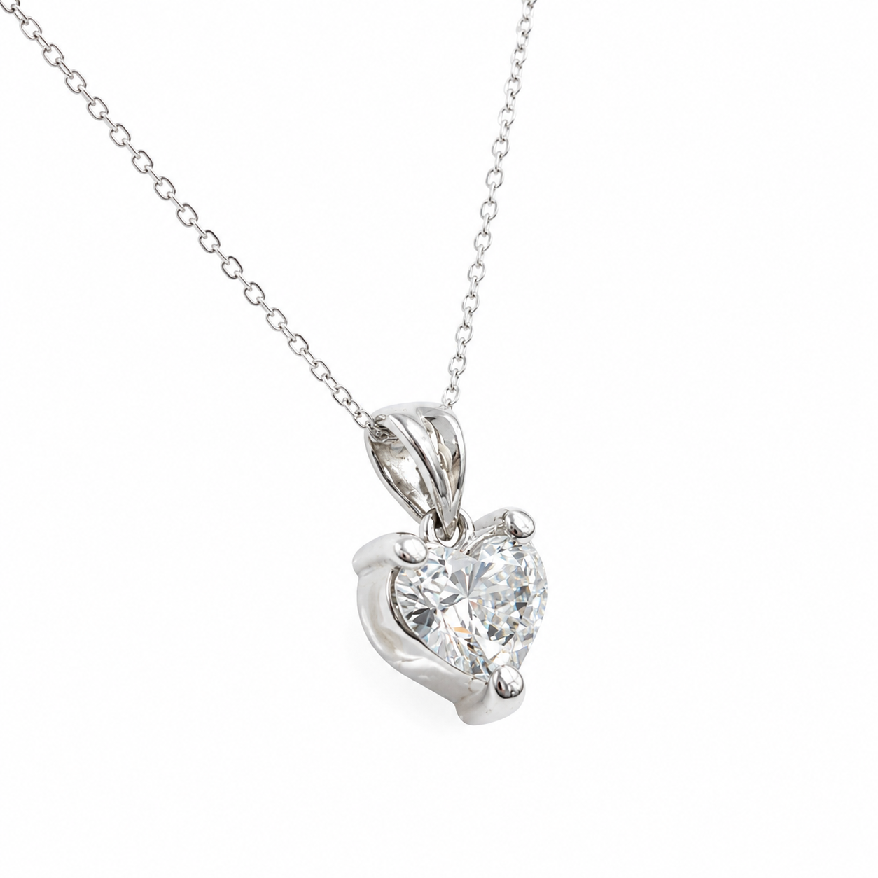 1.03ct Heart Solitaire Diamond Necklace in 14kt White Gold
