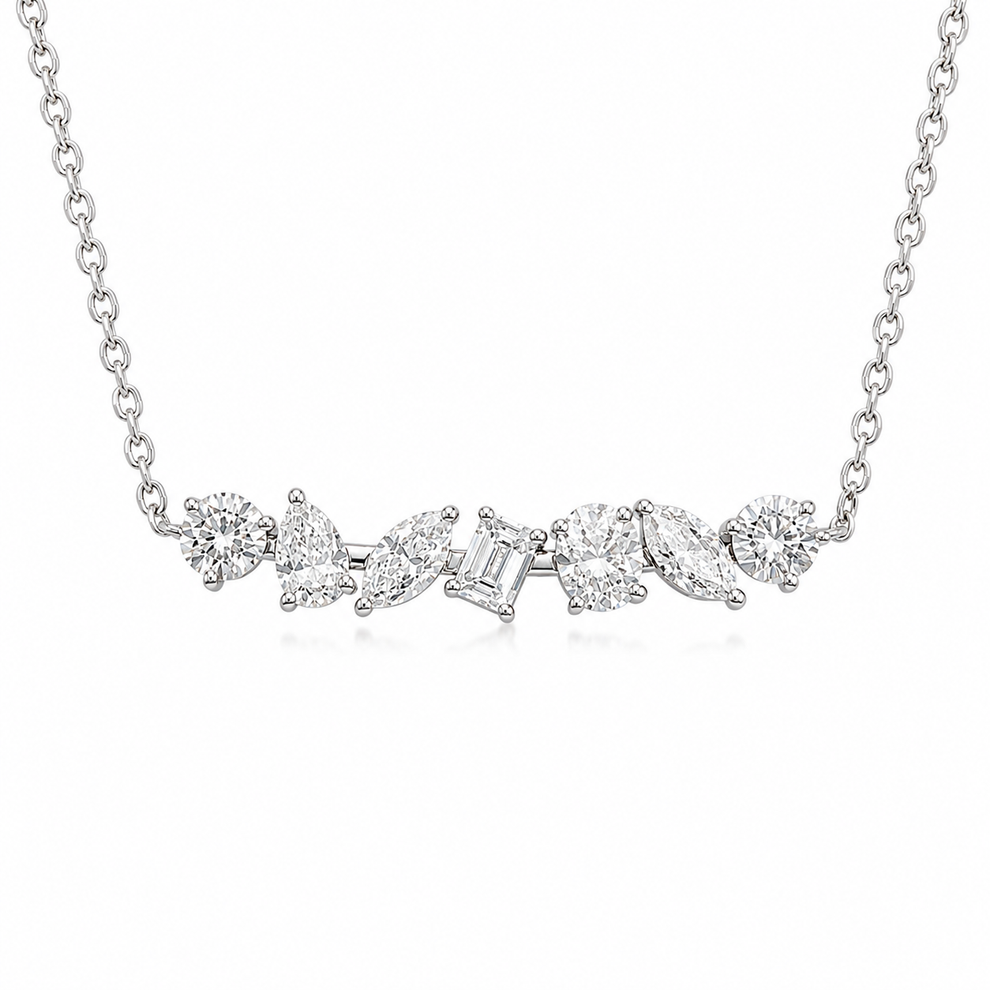 14KT Multi-Shape 1.45ct Lab Grown Diamond Necklace – 17 Inches