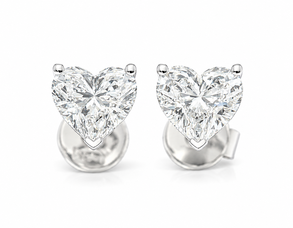 14K White Gold Heart Lab Grown Diamond Stud Earrings – 2.10 CTW
