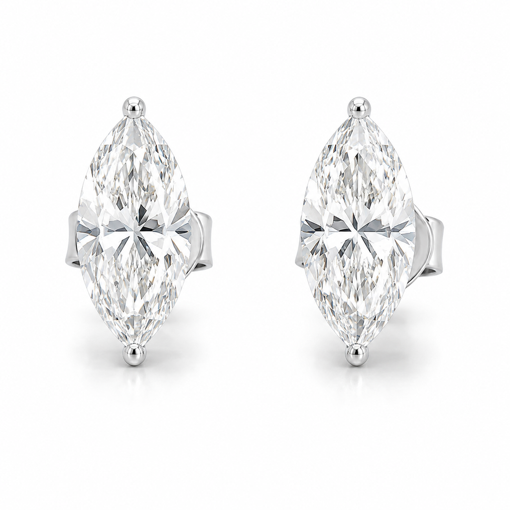 14K White Gold Lab Grown Diamond Stud Earrings – 2.10 CTW Marquise Cut
