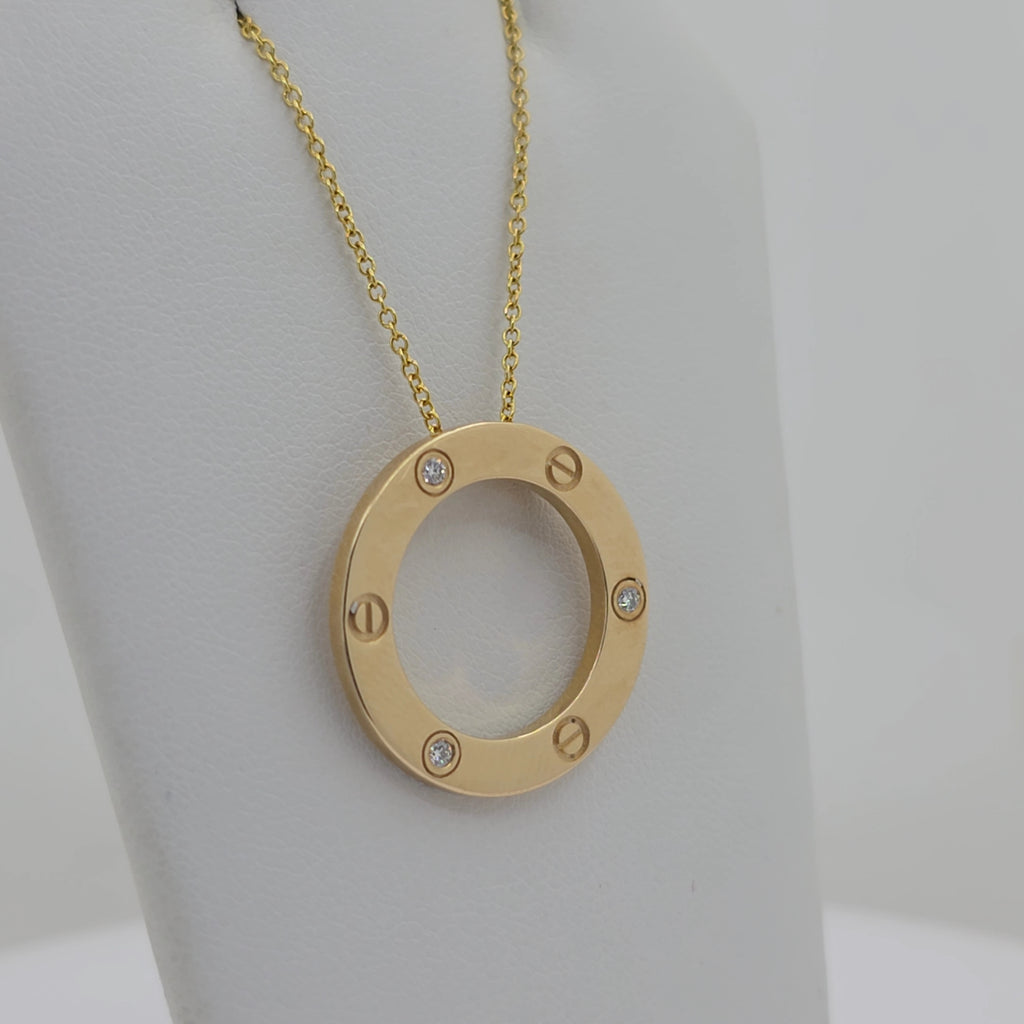 14KT Yellow Gold Lab Grown Diamond 0.07ct Circle Necklace – 18 Inch Chain