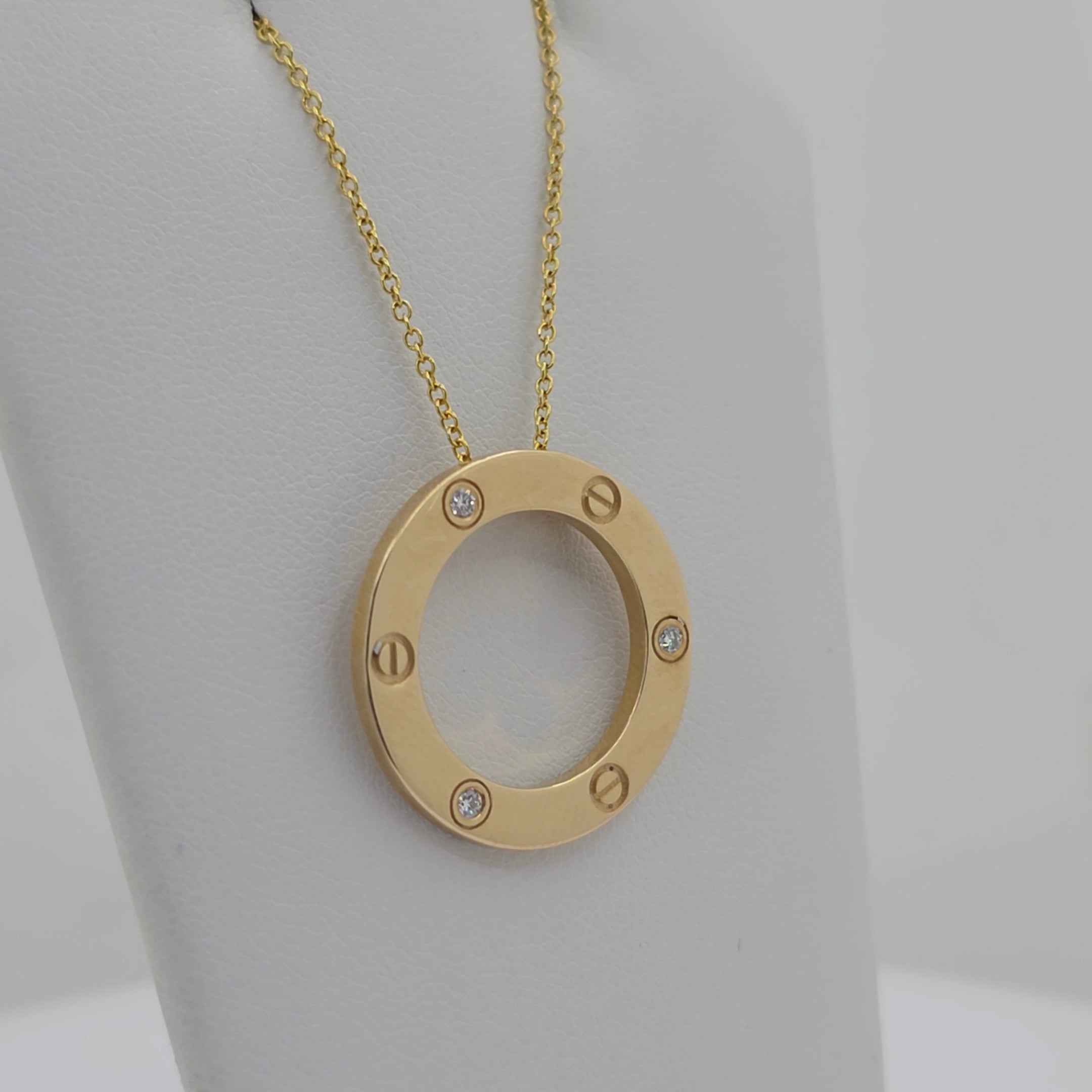 14KT Yellow Gold Lab Grown Diamond 0.07ct Circle Necklace – 18 Inch Chain
