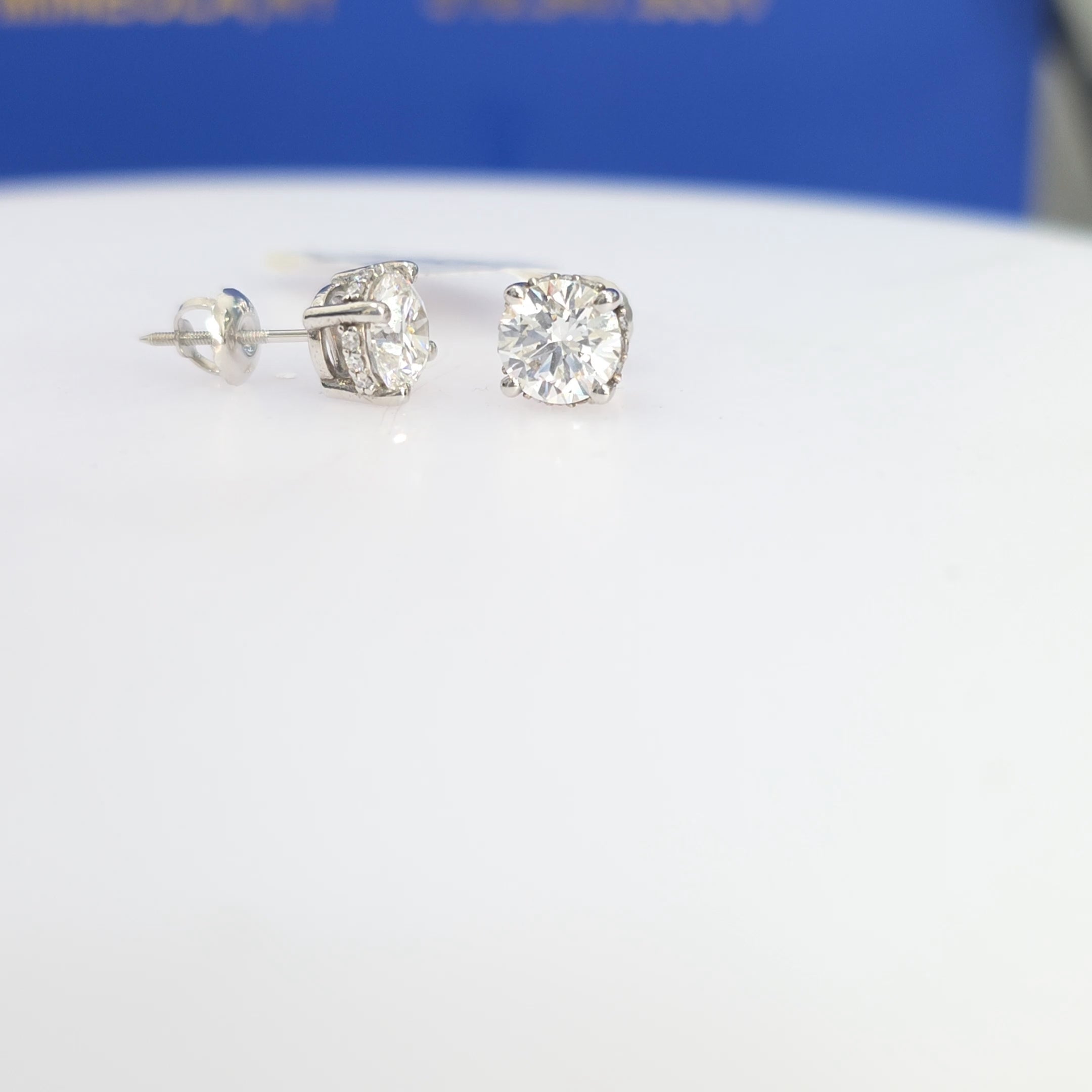 2.16 CTW CERTIFIED Lab-Grown Diamond Hidden Halo Solitaire Stud Earrings