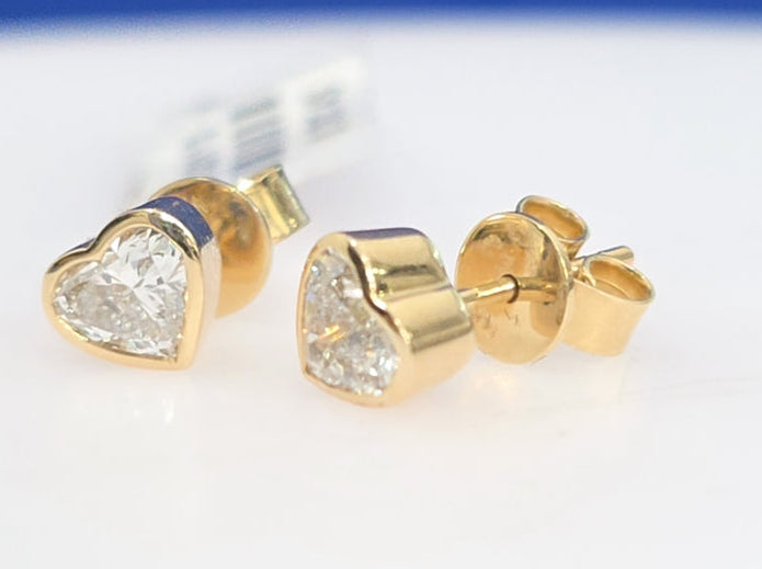 14K Yellow Gold Heart Lab Grown Diamond Bezel Stud Earrings – 1.00 CTW