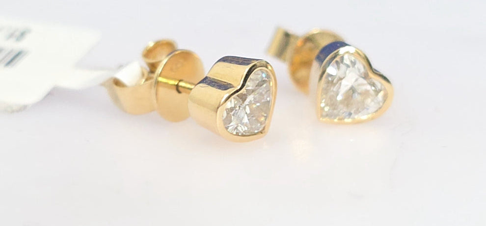 14K Yellow Gold Heart Lab Grown Diamond Bezel Stud Earrings – 1.00 CTW