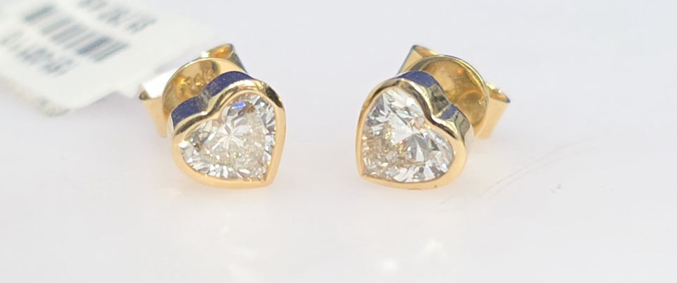 14K Yellow Gold Heart Lab Grown Diamond Bezel Stud Earrings – 1.00 CTW