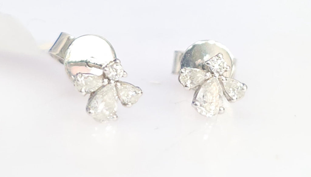 Petite 14K Gold Pear & Round Diamond "Bird Look" Earrings – 0.33 CTW