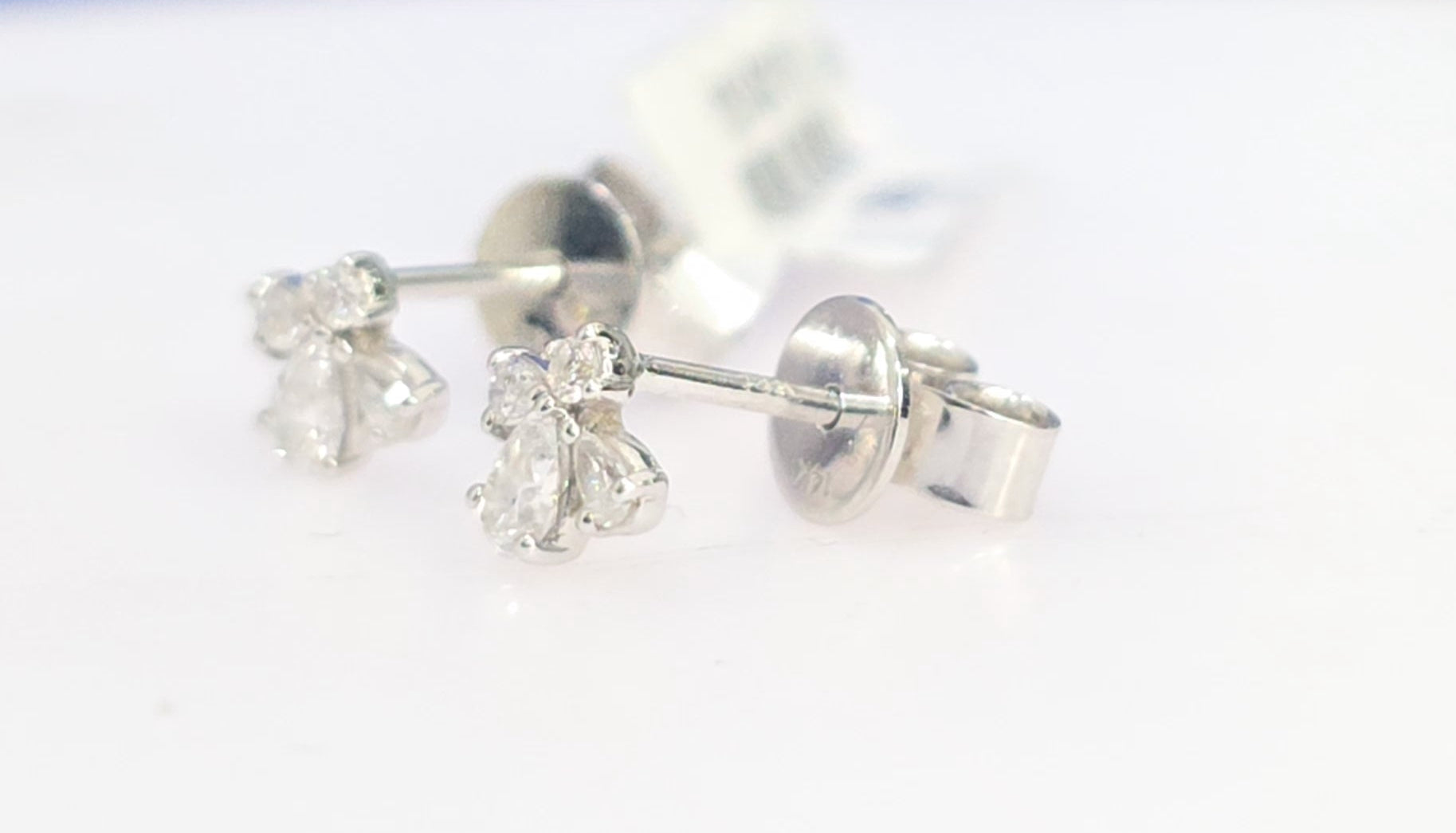 Petite 14K Gold Pear & Round Diamond "Bird Look" Earrings – 0.33 CTW