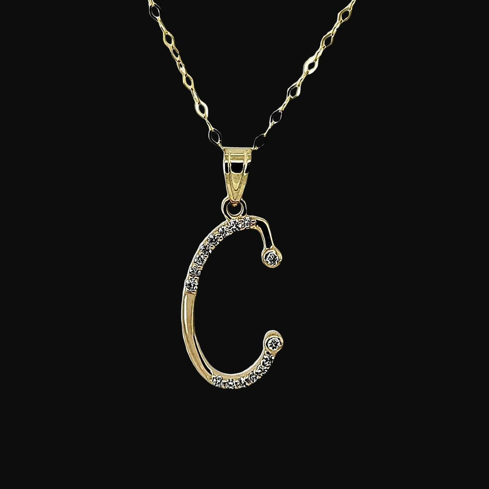 Initial “C” Lab-Grown Diamond Necklace – 10K Solid Gold | 0.16 CT