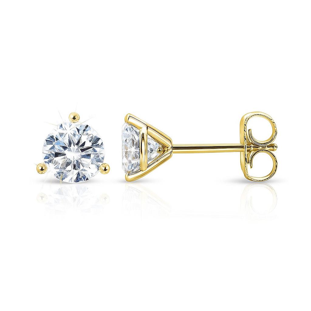 0.50ctw Three Prong Diamond Martini Studs Push Backs