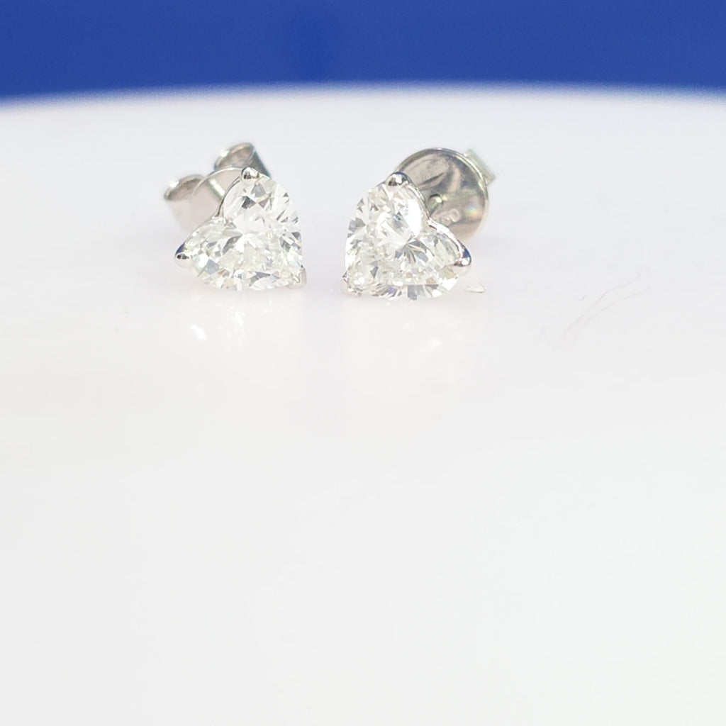 14K White Gold Heart Lab Grown Diamond Stud Earrings – 2.10 CTW