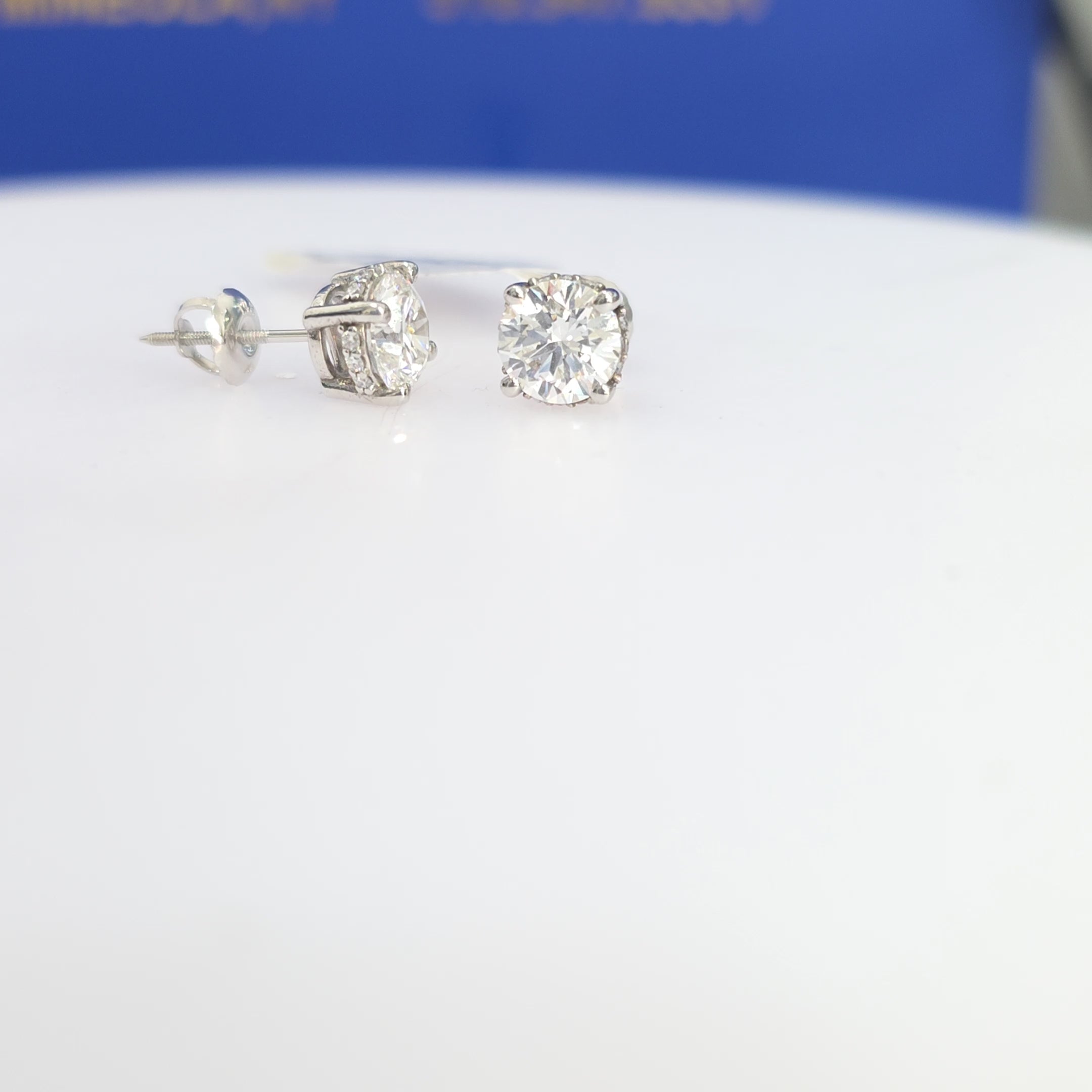 2.16 CTW CERTIFIED Lab-Grown Diamond Hidden Halo Solitaire Stud Earrings
