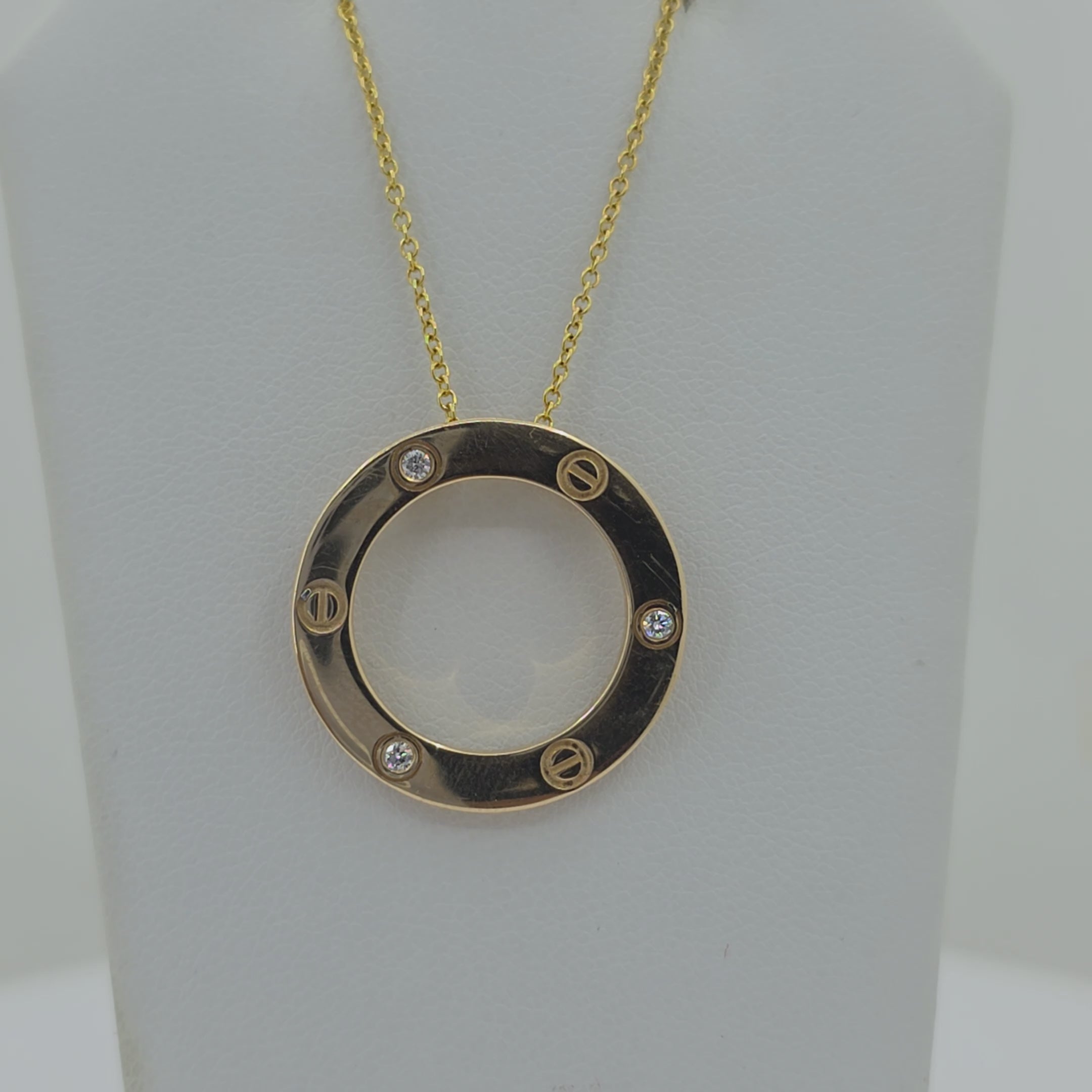 14KT Yellow Gold Lab Grown Diamond 0.07ct Circle Necklace – 18 Inch Chain