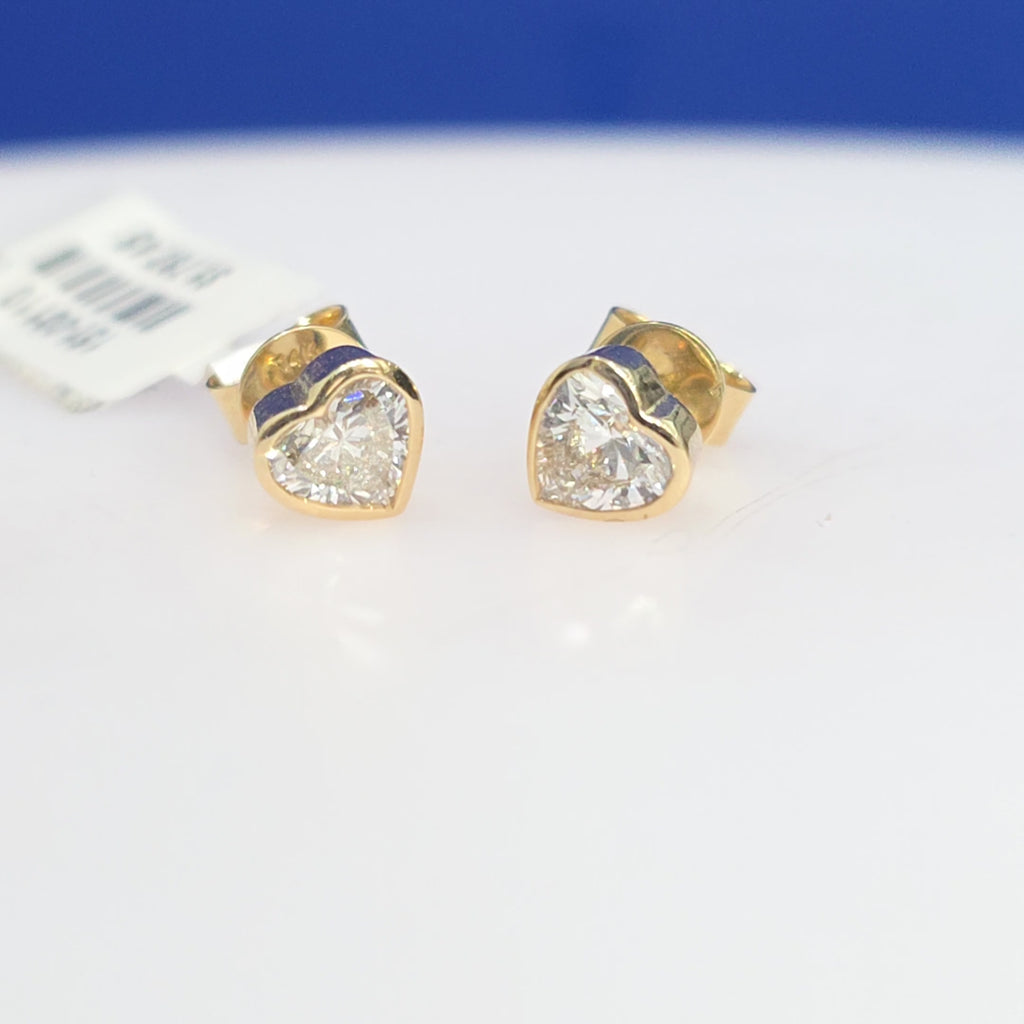 14K Yellow Gold Heart Lab Grown Diamond Bezel Stud Earrings – 1.00 CTW