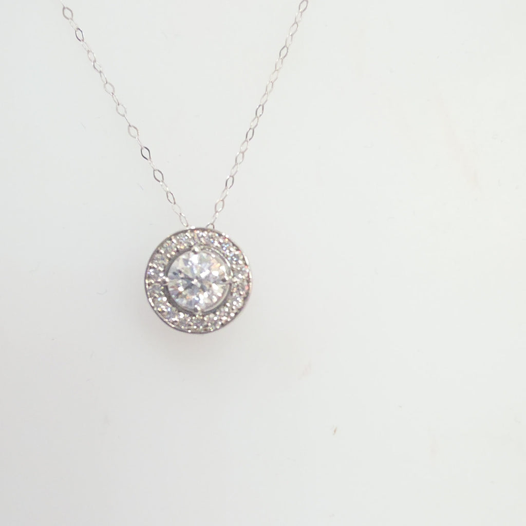 1.36ctw Round Diamond Halo Necklace Pendant