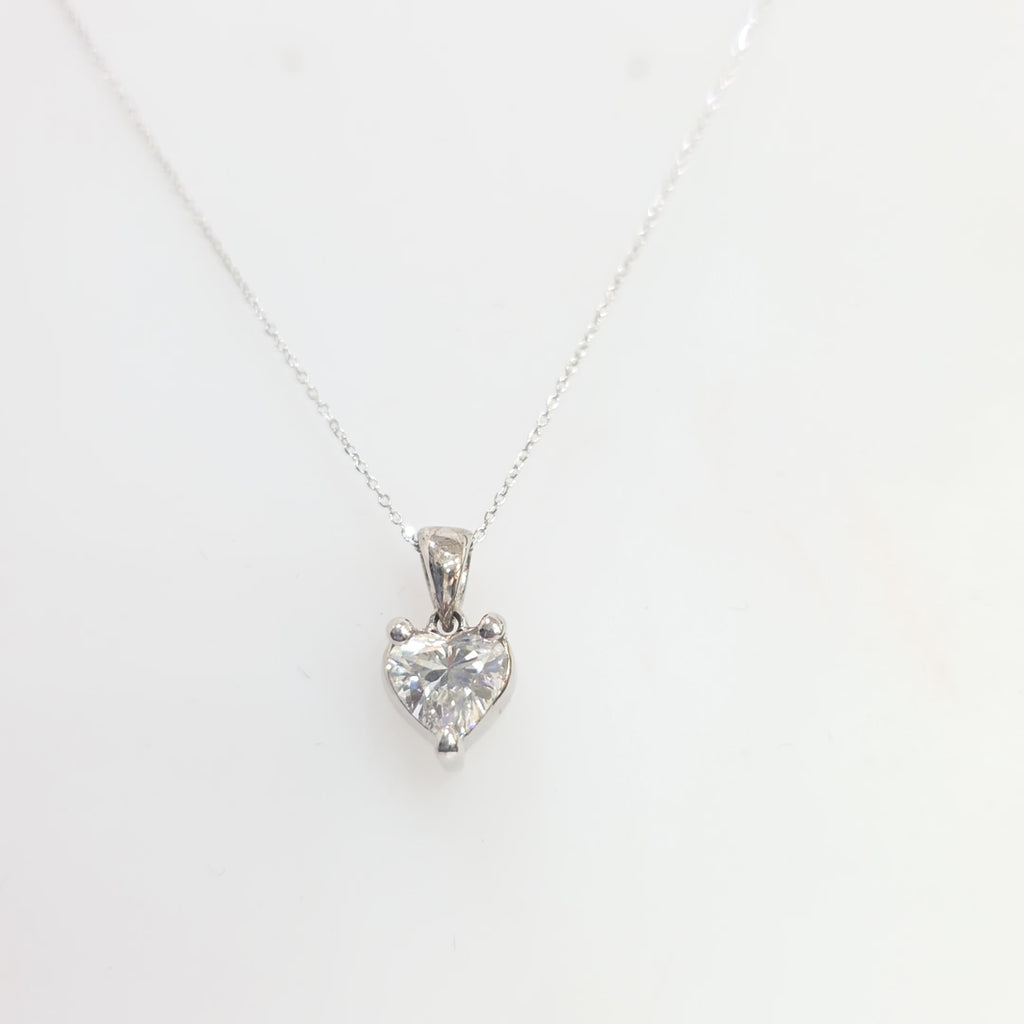 1.03ct Heart Solitaire Diamond Necklace in 14kt White Gold